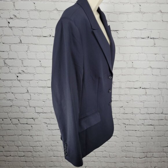 Talbots Blue Italian Wool Stretch 3 Button Peak Blazer USA Made Size 14 - Picture 15 of 16